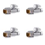 SharkBite Max 1/2 in. Push-to-Connect x 3/8 in. OD Compression Chrome-Plated Brass Quarter-Turn Straight Stop Valve 4-Pack (UR23037J4)