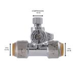 SharkBite Max 1/2 in. Push-to-Connect x 1/2 in. Push-to-Connect x 1/4 in. Compression Chrome-Plated Brass Service Stop Tee (UR24983A)