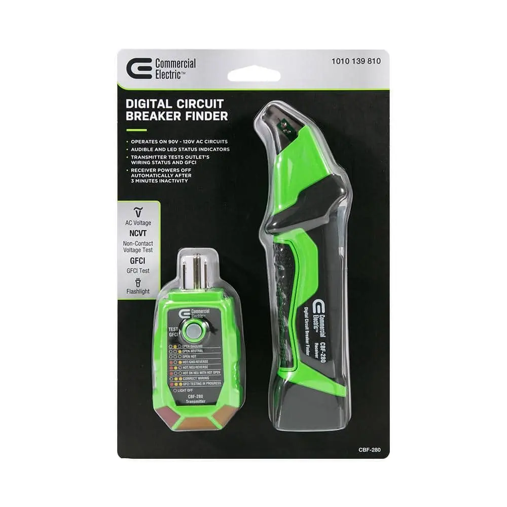 Commercial Electric Digital Circuit Breaker Finder with GFCI Outlet Tester (CBF-280)