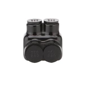 Commercial Electric 6 AWG to 250 MCM Dual-Rated 2-Port 1-Sided Entry Insulated Multiple Tap Connector, Black (G60006A)