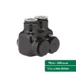 Commercial Electric 6 AWG to 250 MCM Dual-Rated 2-Port 1-Sided Entry Insulated Multiple Tap Connector, Black (G60006A)