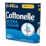 Cottonelle Ultra-Clean Toilet Tissue – 284 Sheets Per Roll, 12 Rolls Per Pack (55489)