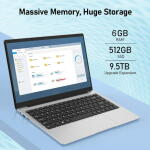 BULANUO 14.1" Student Laptop, Celeron N4000, 6GB RAM, 512GB SSD, Win 11, Office 2024, Wi-Fi 5, BT4.2