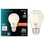EcoSmart 60-Watt Equivalent A19 Dimmable CEC Dusk to Dawn Clear Glass Filament LED Light Bulb Soft White (11CFA1960WDTD01)