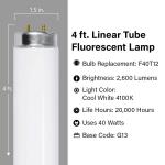Feit Electric 40-Watt 4 ft. T12 G13 Linear Fluorescent Tube Light Bulb, Cool White 4100K 2-Pack (F40CWX/2)