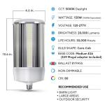 Feit Electric 1000-Watt Equivalent Corn Cob E26 with E39 Mogul Adapter High Lumen HID Utility LED Light Bulb Daylight (5000K) (C20000/5K/LED/HDRP)