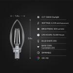 Feit Electric 60-Watt Equivalent B10 E12 Candelabra Dim White Filament Clear Glass Chandelier LED Light Bulb Daylight 5000K 3-Pack (CTC60950CAWFILHDRP/3)
