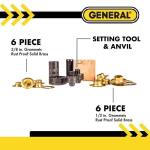 General Tools Brass Grommet Fastening Kit with Case, Includes (6) 3/8 in. and (6) 1/2 in. Grommets