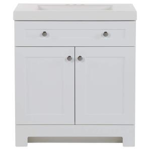Glacier Bay Everdean 31 in. W x 19 in. D x 34 in. H White Single Sink Freestanding Bath Vanity with White Cultured Marble Top