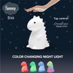 Globe Electric 6.60 in. Rechargeable Tommy Dinosaur Multi-Color Changing Integrated LED Silicone Touch Activated Night Light Lamp (13099)