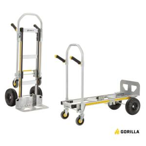 Gorilla 1,000 lbs. Capacity Convertible All Aluminum Hand Truck with Multi-Grip Power Handle, Wide Load Toe Plate Technology (GHA2-10)