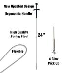 GrabEasy 24 in. Ergonomic Handle, Flexible, 4 Claw Pick-Up Tool, Jewelry Retriever, Clog Remover, Drain Snake in Chrome (PF0405)