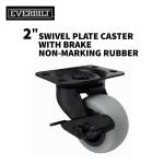 Everbilt 2 in. Rigid Plate Caster with Gray Rubber-Like TPR, Steel, 90 lbs. Load Rating (4033245EB)