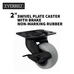 Everbilt 2 in. Rigid Plate Caster with Gray Rubber-Like TPR, Steel, 90 lbs. Load Rating (4033245EB)