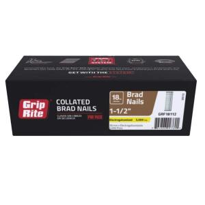 Grip-Rite 1-1/2 in. x 18-Gauge Electrogalvanized Steel Brad Nails 5000 per Box (GRF18112)