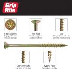 Grip-Rite #10 x 3-1/2 in. Star Drive Dual Flat Head Coarse Thread Construction Screws 5 lb. Box (312GCS5)