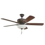 Hampton Bay Rothley II 52 in. Indoor LED Bronze Ceiling Fan with Light Kit, Downrod, Reversible Motor and Reversible Blades (52051)