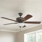 Hampton Bay Rothley II 52 in. Indoor LED Bronze Ceiling Fan with Light Kit, Downrod, Reversible Motor and Reversible Blades (52051)