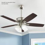 Hampton Bay Devron II 52 in. Indoor Brushed Nickel LED Ceiling Fan with Light Kit, Downrod and Reversible Blades (57333)