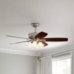 Hampton Bay Devron II 52 in. Indoor Brushed Nickel LED Ceiling Fan with Light Kit, Downrod and Reversible Blades (57333)