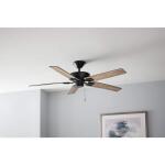 Hampton Bay Bayfield 52 in. Indoor Matte Black Dry Rated Downrod Ceiling Fan with 5 Reversible Blades (52193)