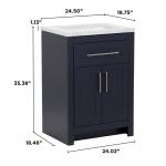 Home Decorators Collection Clady 25 in. W x 19 in. D x 35 in. H Deep Blue Single Sink Bath Vanity with Silver Ash Cultured Marble Top