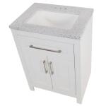 Home Decorators Collection Clady 25 in. W x 19 in. D x 35 in. H White Single Sink Freestanding Bath Vanity with Silver Ash Cultured Marble Top