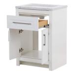 Home Decorators Collection Clady 25 in. W x 19 in. D x 35 in. H White Single Sink Freestanding Bath Vanity with Silver Ash Cultured Marble Top