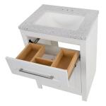 Home Decorators Collection Clady 25 in. W x 19 in. D x 35 in. H White Single Sink Freestanding Bath Vanity with Silver Ash Cultured Marble Top