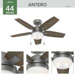 Hunter Antero 44 in. Hunter Express Indoor Matte Silver Ceiling Fan with Light Kit Included (52126)