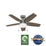 Hunter Antero 44 in. Hunter Express Indoor Matte Silver Ceiling Fan with Light Kit Included (52126)