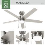Hunter Mansilla 52 in. Indoor Brushed Nickel Standard Ceiling Fan with Soft White Integrated LED Light Kit (52752)
