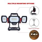 Husky 10,000 Lumen Three-Head Hybrid LED Work Light with Rechargeable Battery (7903801012)