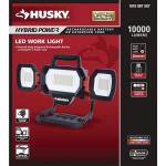Husky 10,000 Lumen Three-Head Hybrid LED Work Light with Rechargeable Battery (7903801012)