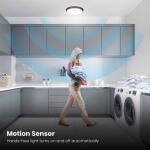 Commercial Electric 15 in. Integrated LED Matte Black Flush Mount Ceiling Light Dimmable, Selectable CCT, Indoor Use (FM15LP6WYMMBKHD)