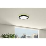 Commercial Electric 12 in. LED Flush Mount Smart CCT and RGB Selectable Matte Black Finish with Night Light (LCN3002LM-01 MB)