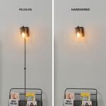 Globe Electric Barrett 1-Light Matte Black Plug-In or Hardwire Wall Sconce with USB and USB-C Port, Seeded Glass Shade (65000004)