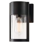 Hampton Bay Kempster 9.92 in. Modern 1-Light Matte Black Cylinder Outdoor Wall Light Sconce with Clear Glass (W2220-11)