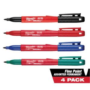 Milwaukee INKZALL Multi-Colored Fine Point Jobsite Permanent Markers (4-Pack) (48-22-3106)
