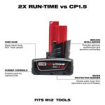 Milwaukee M12 12-Volt 3.0 Lithium-Ion XC Extended Capacity Ah Battery Pack (2-Pack)