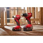 Milwaukee M18 18-Volt Lithium-Ion Brushless Cordless Compact Hammer Drill/Impact Combo Kit (2-Tool) with (2) Batteries, Bag (3693-22CX)