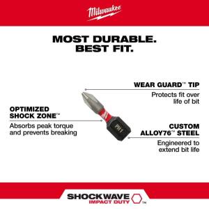 Milwaukee (25-Pack) SHOCKWAVE Impact Duty 1 in. Phillips #2 Alloy Steel Insert Bit Set