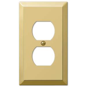 Hampton Bay Metallic 1 Gang Duplex Outlet Steel Wall Plate - Polished Brass (163DBRHB)