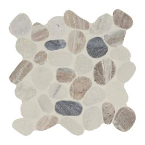 MSI Puebla Greige Pebble 12 in. x 12 in. Tumbled Marble Mesh-Mounted Mosaic Floor and Wall Tile (0.91 sq. ft./Each) (PEB-PUEGREI)