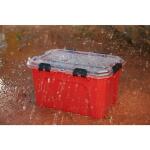 Husky 20-Gal. Professional Heavy Duty Waterproof Stackable Plastic Storage Container with Hinged Lid in Red (246842)