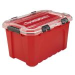 Husky 20-Gal. Professional Heavy Duty Waterproof Stackable Plastic Storage Container with Hinged Lid in Red (246842)