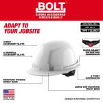 Milwaukee BOLT Red Type 1 Class E Front Brim Non-Vented Hard Hat with 4 Point Ratcheting Suspension (48-73-1108)