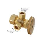 BrassCraft 1/2 in. Nominal Compression Inlet x 3/8 in. O.D. Compression x 3/8 in. O.D. Compression Dual Outlet Multi-Turn Valve (CR1901LRX R1)