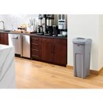 Rubbermaid Commercial Products Untouchable 23 Gal. Square Trash Can with Lid, Grey, for Offices, Warehouses, Classrooms, and Restaurants (Indoor/Outdoor) (2143862)