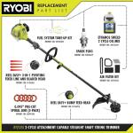 RYOBI25 cc 2-Stroke Full Crank Attachment Capable Straight Gas Shaft String Trimmer (RY253SS)